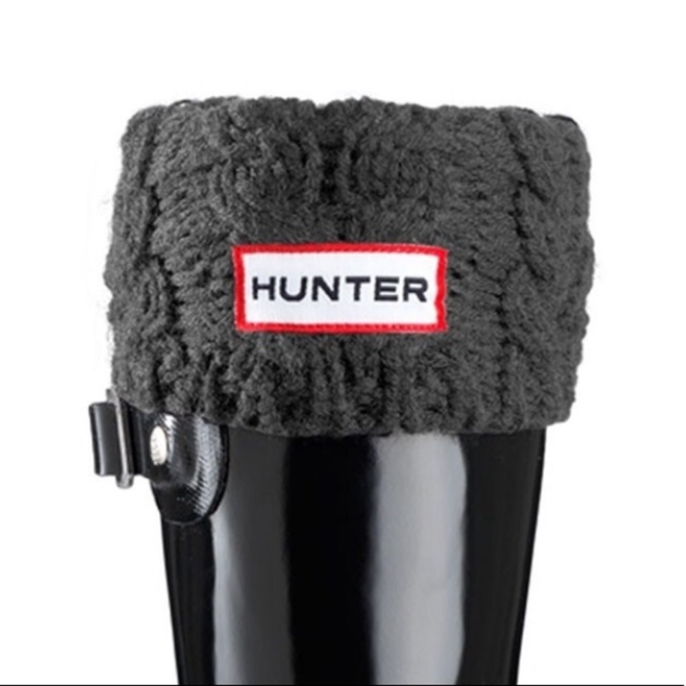 Hunter Boots Dark Gray Cable Knit Fleece Socks